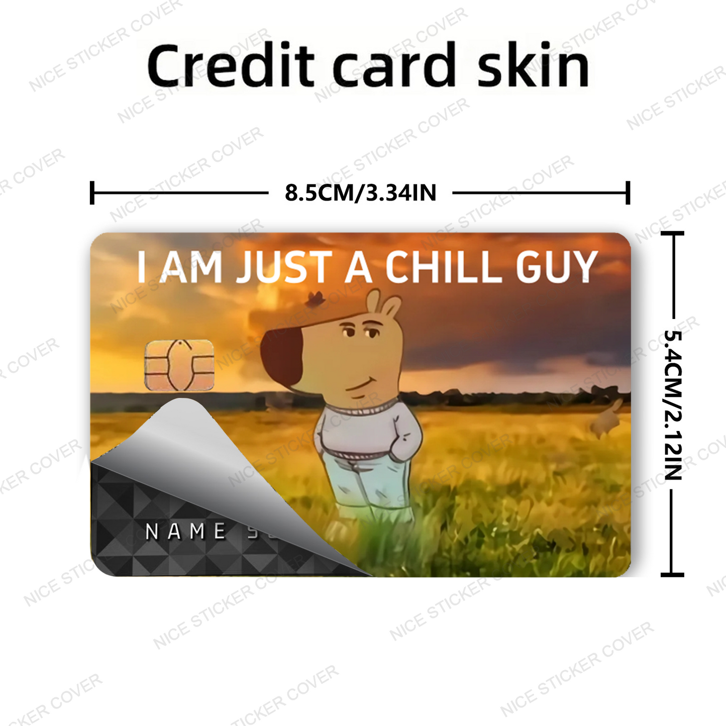 2pcs PVC Chill Guy Anime Theme Credit Card Skin