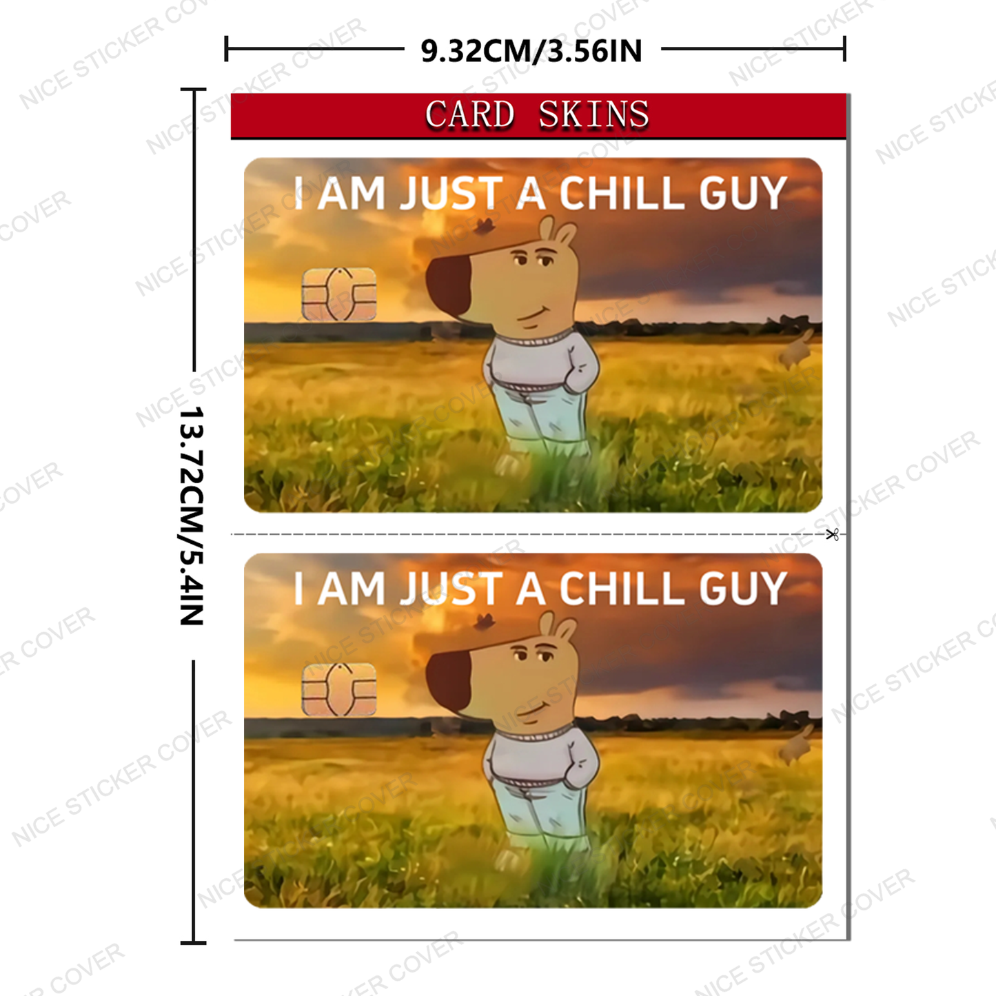 2pcs PVC Chill Guy Anime Theme Credit Card Skin