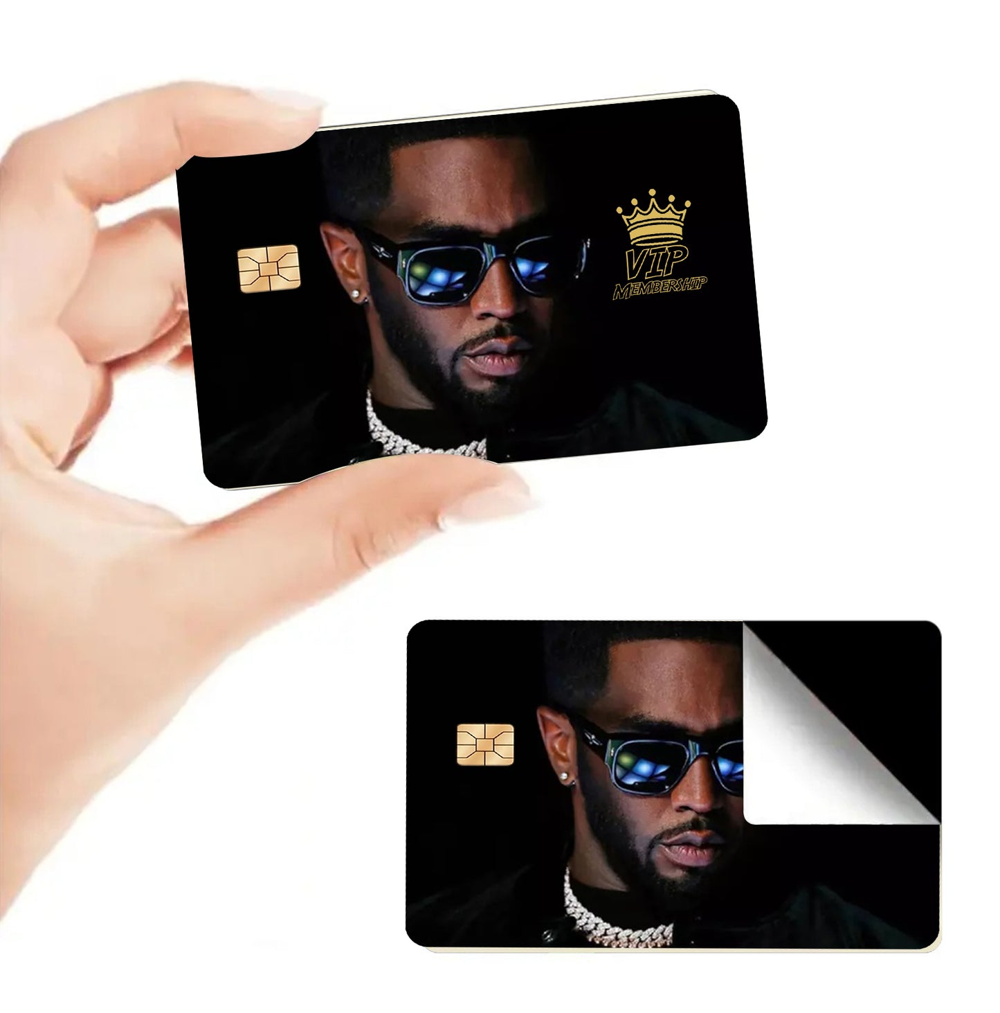 2 pcs Vinyl Credit Card Skins DIDDY PARTY V.I.P Membership Card Stickers