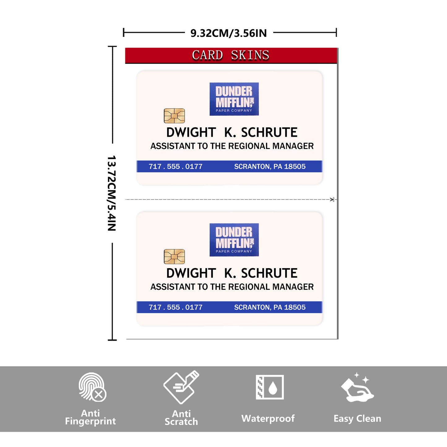 Dwight Schrute 2 Pcs PVC Credit Card Skin